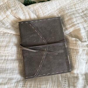 Gray Suede Journal with Wrap Closure